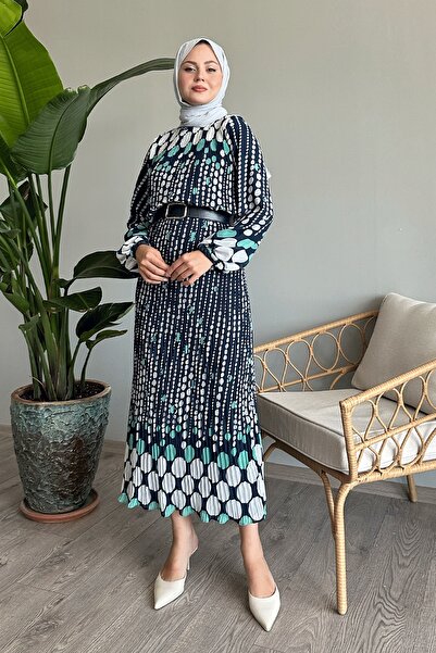 InStyle Mint Vena Polka Dot Chiffon Dress