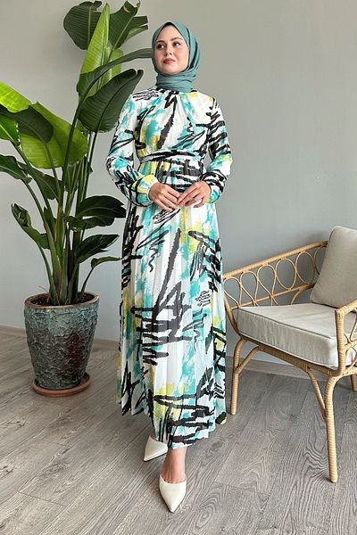 InStyle Mátové šifonové šaty se smíšeným proužkem