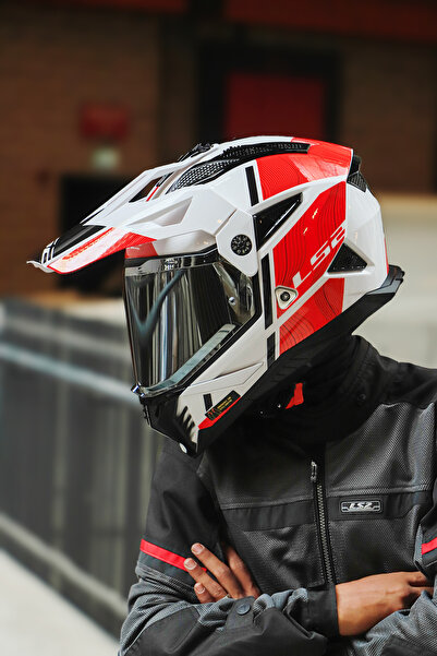 LS2 PIONER 2 HILL BEYAZ-KIRMIZI KASK