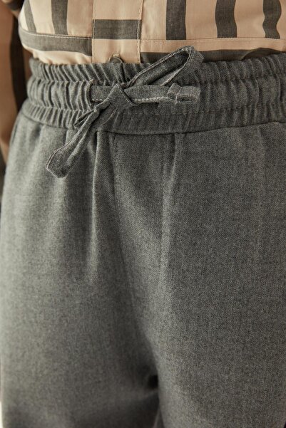 YAKAMEL Çocuk Gri Cepli Beli Lastikli İpli Okul Pantolonu Rahat Mevsimlik