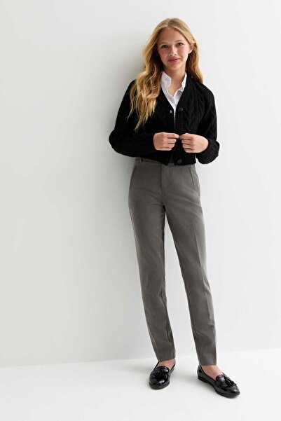 YAKAMEL Visok struk Elastične, udobne sive školske pantalone za devojčice