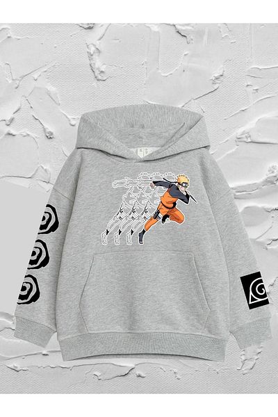 VASK - Unisex Kids Hooded Oversize Sweatshirt -running Naruto