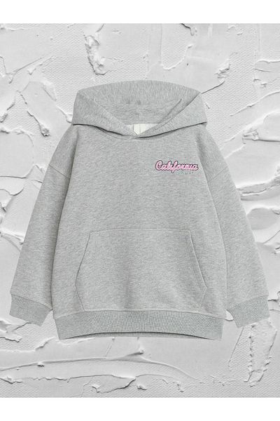 VASK - Unisex Kids Hooded Oversize Pink California Printed Sweatshirt