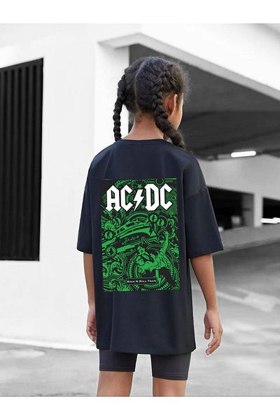 VASK Children's Oversize Unisex Acdc Cotton Crew Neck