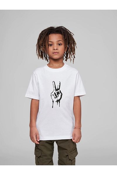MODADEER Tricou supradimensionat pentru copii din bumbac imprimat Victory cu gâtul turnat - Semnul Victoriei