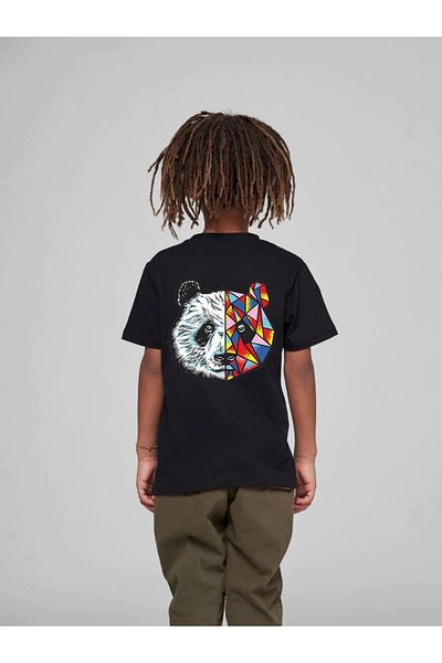 VASK Children's Oversize Unisex Colorful Panda Cotton Crew Neck T-Shirt