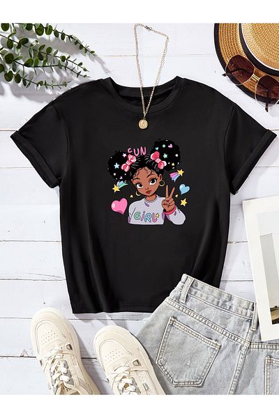 Let's Wear Тениска с графичен шарен мотив за момичета