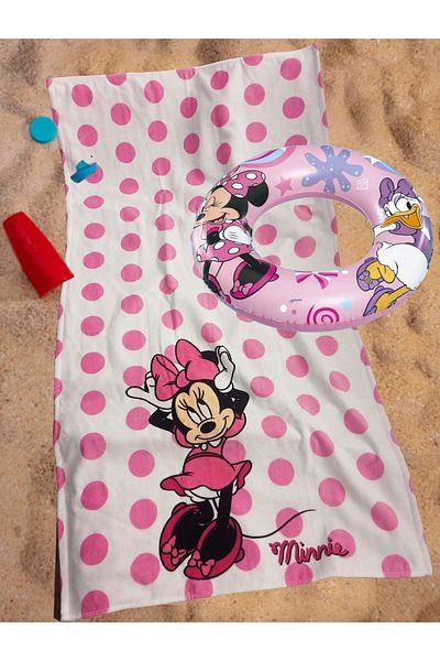 Minnie Mouse Beach Towel and Swim Ring for Girls - 100% Cotton Set of 2
