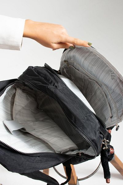 DUOMİNO Σακίδιο πλάτης Grey Crinkle Water Resistant Large Size - 15,6 High School