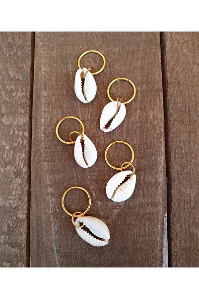 özde dekor Gold Colored Seashell Set of 5 Hair Earrings