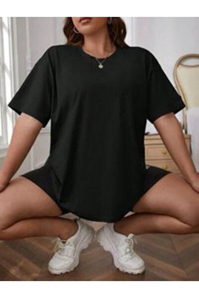 FİTGO Μαύρο γυναικείο μπλουζάκι Oversize