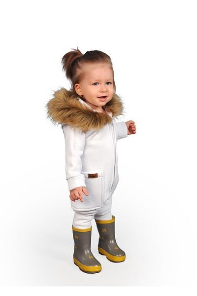 Ares Kids Fashion Salopetă cu guler de blană albă