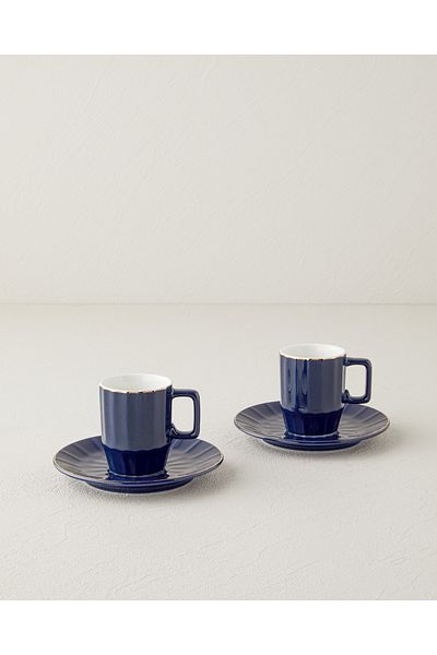 English Home Angely New - 2 Person Bone China Coffee Cup Set 80 ml Dark Blue