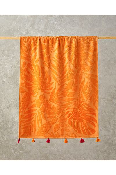 English Home Melody Orange Jacquard Prosop de plajă din catifea din bumbac - 90X150 cm