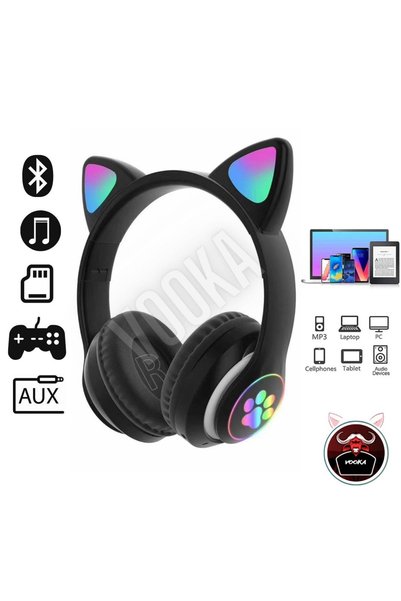 VOOKA Toygo Kedi Kulaklık 5.0 Akıllı Rgb Led Detaylı Bluetooth Kablosuz Kulaklık Çocuk Oyuncu Yeni