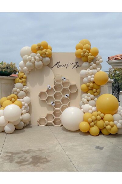 Çemrek Süs Parti مجموعة سلسلة بالونات رمل البحر والخردل مكونة من 100 قطعة