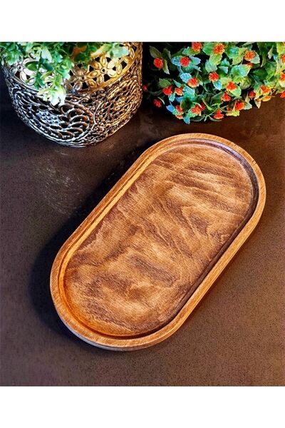 Amentes Doğal Ahşap Amber,damlatmaz Yağdanlık&amber Sıvı Sabunluk Altlık Stand 11X15 CM