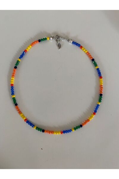 byebruketenci Renkli gökkuşağı   ince kristal kolye kombin