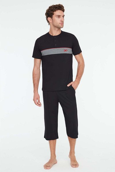 Mod Collection 3839 men's Black Pajama Set - Capri