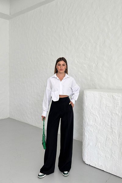 OUZ Fashion High Waist Women's Palazzo Trousers - Collet Detailed