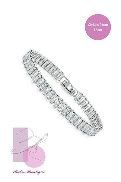 STEEL Zirkon Sworovski Baget Beyaz Altın Kaplma Pırlanta Montürlü Su Yolu Bil...