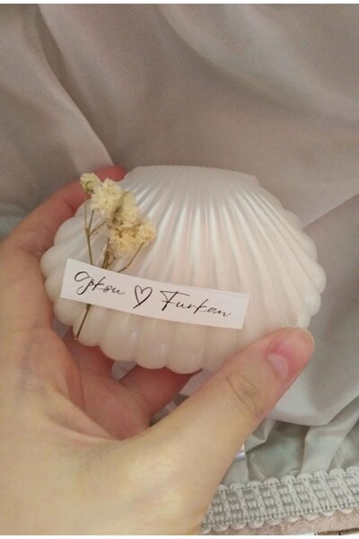 Masalsı Concept 10 Adet Süslemeli İstiridye Mum Düğün, Kına, Nişan, Söz, Nika...