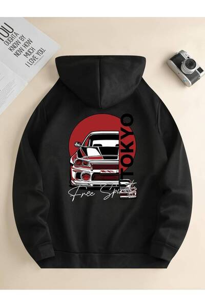 NoVibe Hanorac cu glugă supradimensionat cu imprimeu retro Tokyo unisex - Han...