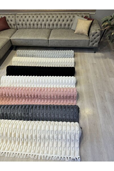 ASY Collection Bella Yumuşacık Tavşan Tüyü Saçaklı Premium Kalite Kaymaz Pamu...