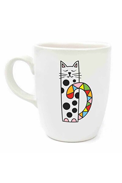 PALTO TASARIM Ethnic Cat Cream Oval Mug - Gift Ceramic Mug