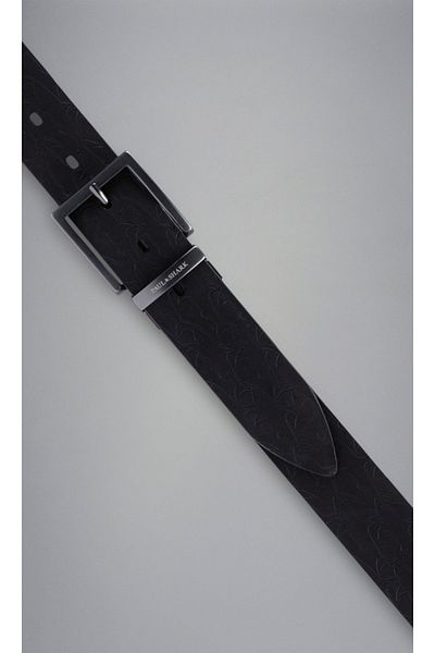 PAUL&SHARK Men's Black Belt - Embossed Logo, Metal Buckle, Adjustable - 14316031 -011