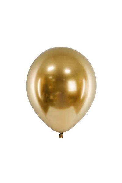 Ata Parti Dünyası 10 Pieces 12 Inch *Gold* Color Chrome-Mirrored Decoration Balloon