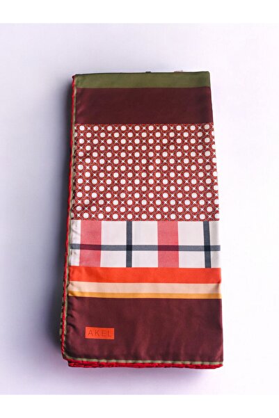 Akel Alfa Twill - Πολύχρωμο ριγέ κασκόλ με τετράγωνο σχέδιο 95x95