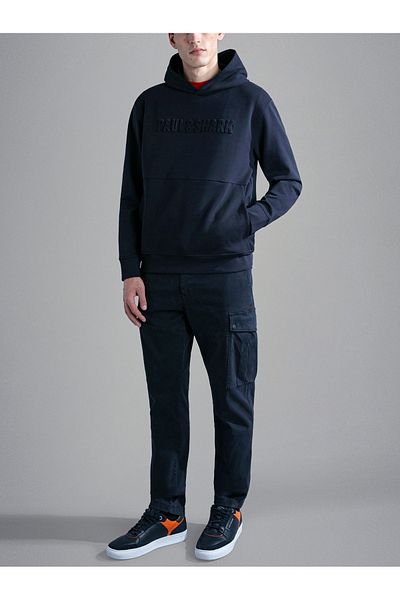 PAUL&SHARK Navy Blue Men's Sweatshirt - Hooded, Long Sleeve, Daily Use, Logo 13311811 -013
