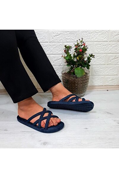 BRN 302 Модель Сині Нековзні Капці - З Акулячою Спінкою, Для Басейну та Пляжу