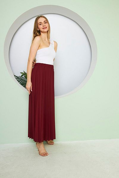comstar Plain Long Lined Pleated Skirt, Pleated Skirt, Summer Skirt, Crepe Skirt, Hijab Skirt, Long Skirt