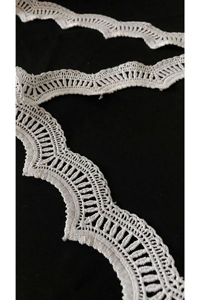 Ozpas 6m Guipure White Crescent Carved Edge Strip