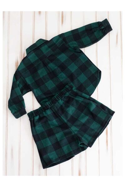 JO&JUKE Green Plaid Pleated Shorts Skirt