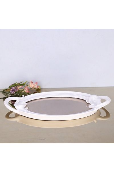Selim White Plumeria Mirrored Tray