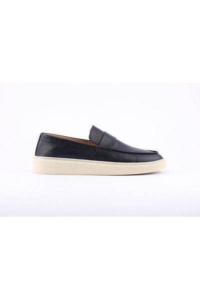 RPXX Navy Blue Genuine Leather Men's Casual Shoes - 222-02