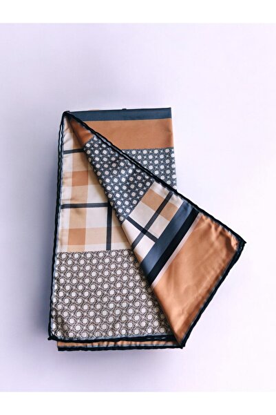 Akel Alfa Twill - Πολύχρωμο ριγέ κασκόλ με τετράγωνο σχέδιο 95x95