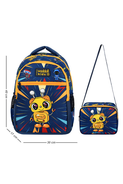 Waddell Rucsac și rucsac cu model Royal Glow Yellow Robot pentru băiat - Licențiat Waddell