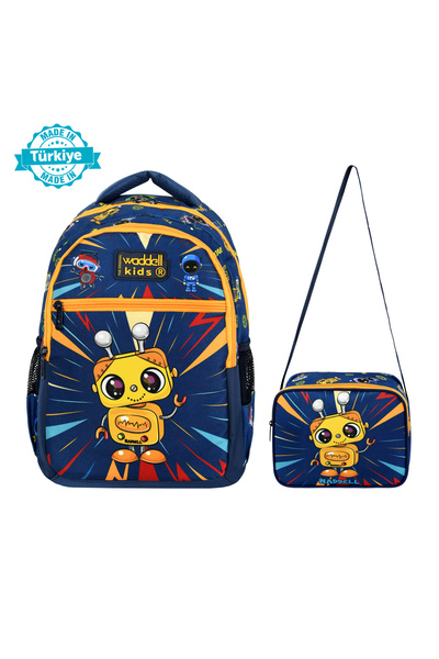 Waddell Rucsac și rucsac cu model Royal Glow Yellow Robot pentru băiat - Licențiat Waddell
