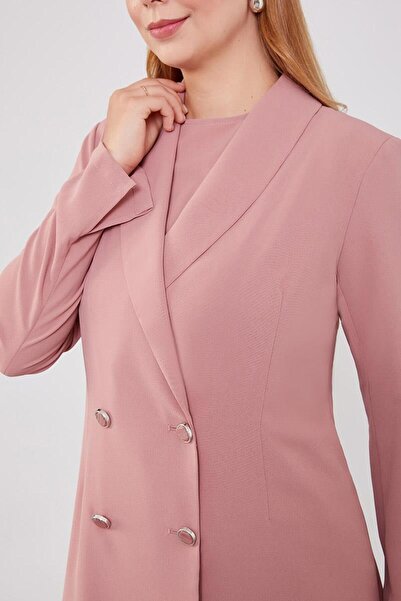 Levidor Pudra Kruvaze Kesim Blazer Ceket Takım