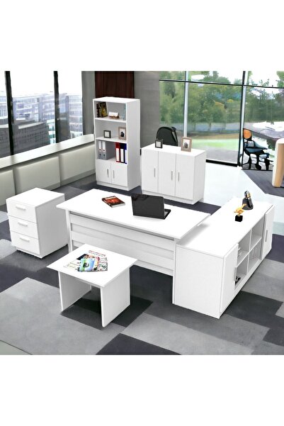 L'occi Concept Diego Abcdef Ofis Büro 6'lı Masa Takımı Beyaz