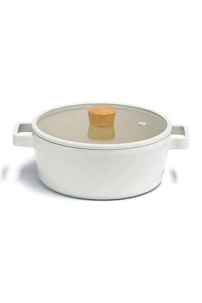 NEOFLAM Fika Aluminum Casting Glass Lid Beige 15 Piece Pot & Pan Set
