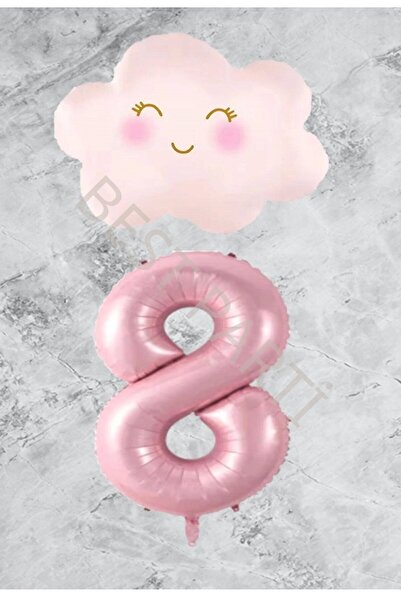 Generic Brand Age 8 Pink Number Cloud Foil Balloon Set
