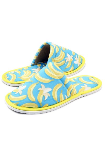 Chochili Unisex Blue Banana Patterned Soft Sole Home Slippers