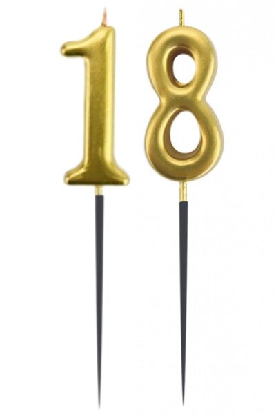 Partijet 18.yaş Rakam Altın Çubuk Mum 14 Cm