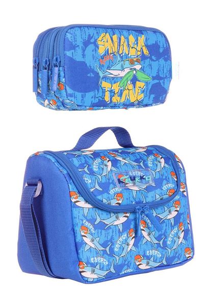 KAUKKO Set cutie de prânz și suport pentru stilou pentru băiat Blue Whale - izolat termic