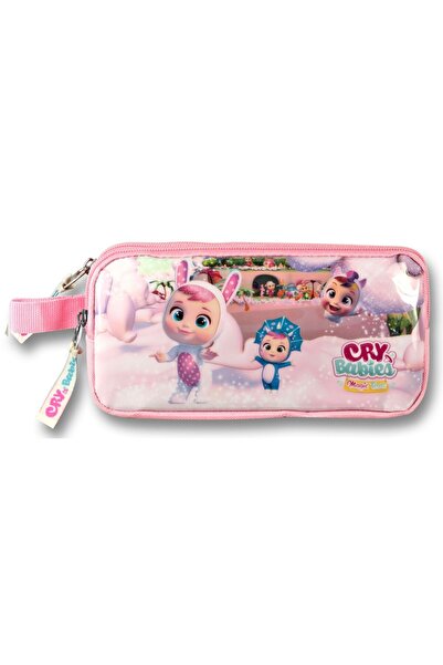 ÜMİT ÇANTA Geantă roz pentru creion pentru fete - Geantă Ümit, urechi de iepure Cry Babies, două compartimente